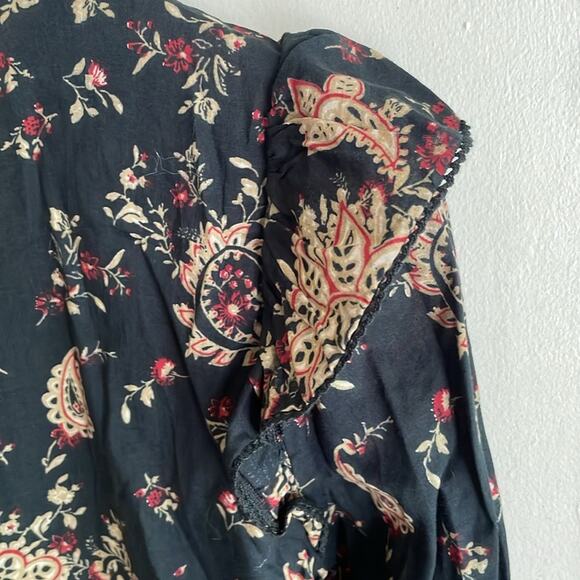Sezane Meadow Floral Blouse Black Multi - Picture 9 of 16